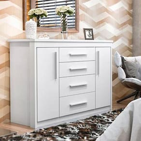 Cômoda 2 Portas 4 Gavetas Elegance Batrol Móveis Branco