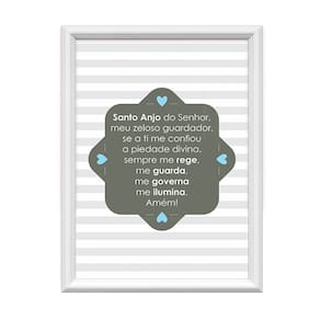 Quadro Decorativo Santo Anjo do Senhor Listrado Azul 34x44cm