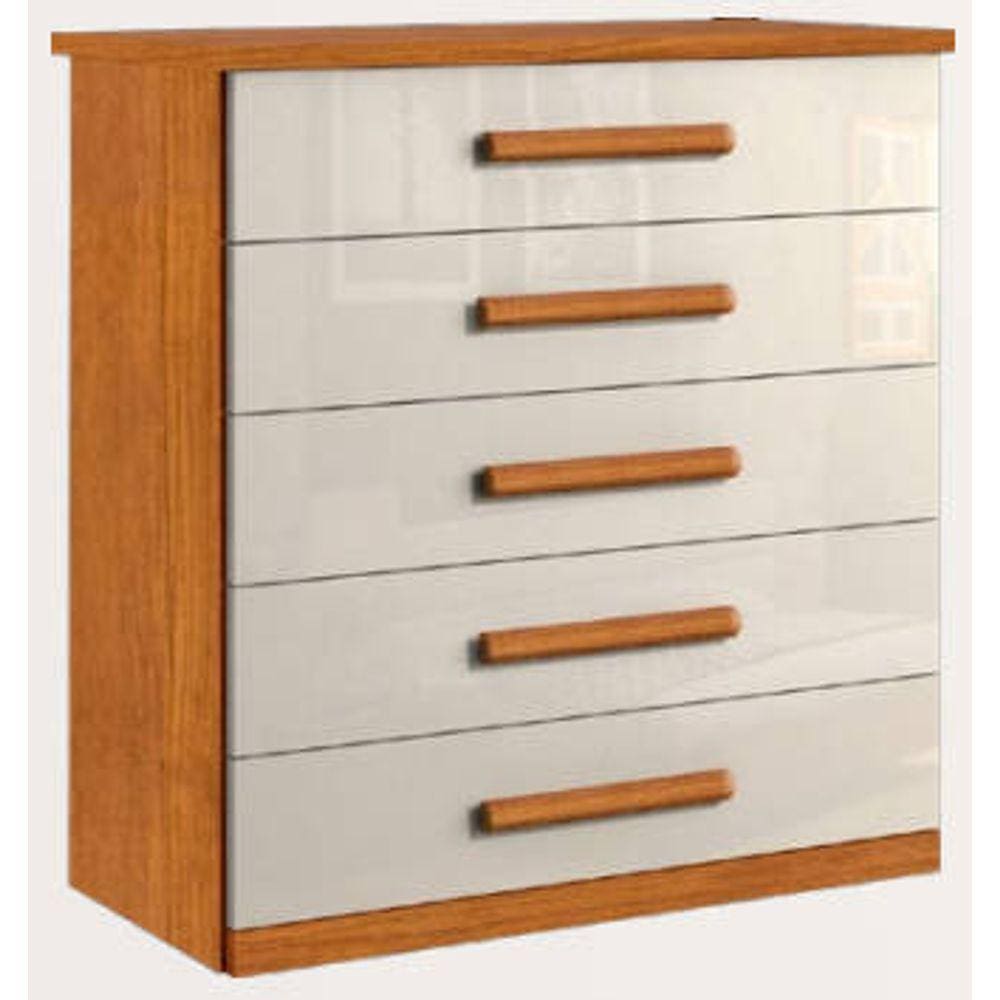 Cômoda para quarto 5 gavetas corrediças telescópicas - Toronto-Nature/Off - Bianchi Móveis