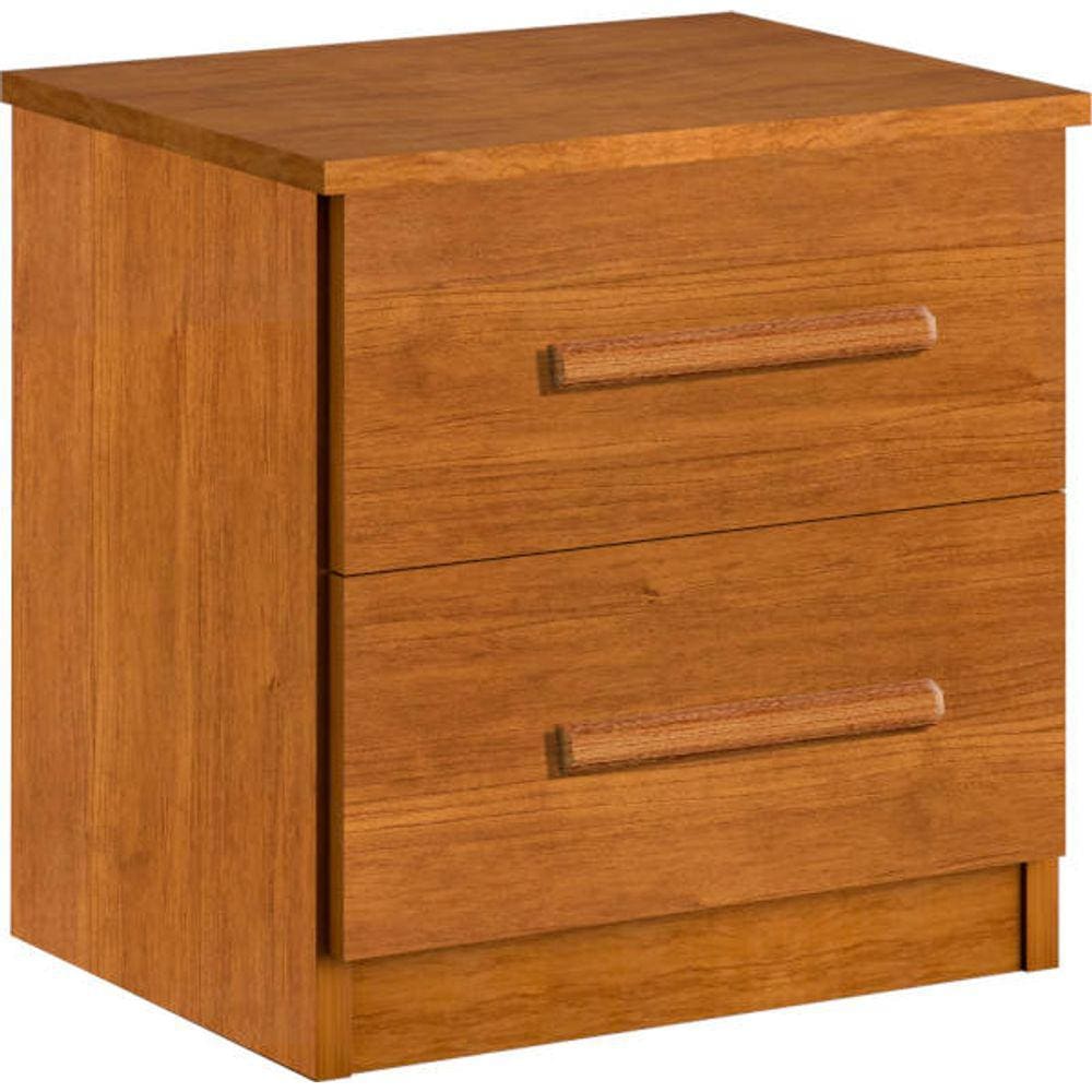Mesa de Cabeceira MDF 2 gavetas puxadores madeira - Zeus-Nature - Bianchi Móveis