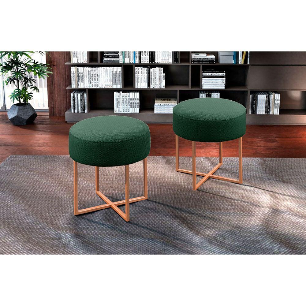 Puff Banqueta Otávio Luxo Base Bronze Castellar Móbile