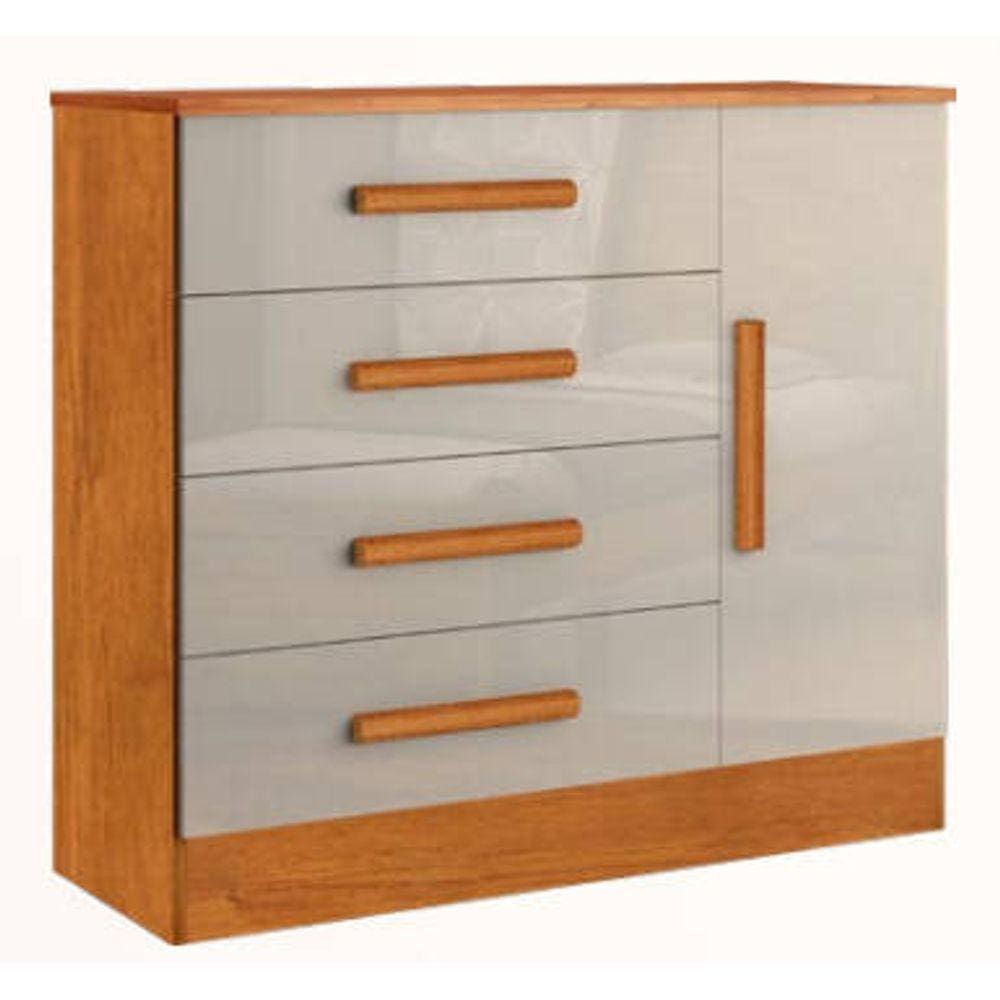 Cômoda para quarto 4 gavetas com sapateira - Zeus-Nature/Off - Bianchi Móveis