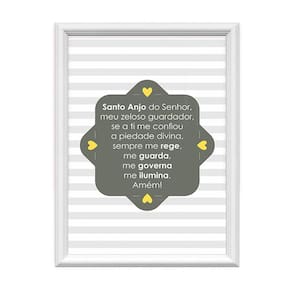 Quadro Decorativo Santo Anjo Do Senhor Listrado Amarelo
