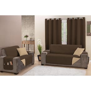 Kit Capa Protetor de Sofá 2 e 3 Lugares Impermeável Dupla Face Assento 1,10m e 1,50m Decorativo
