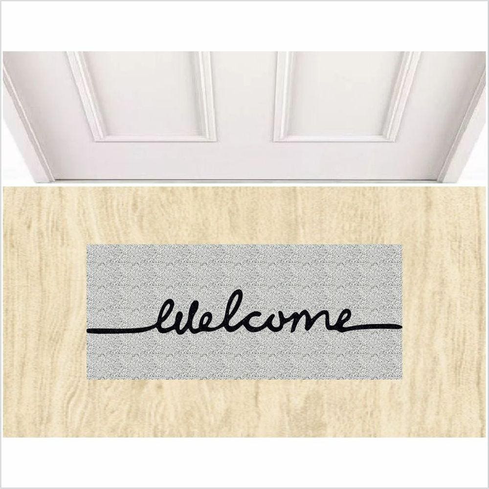 Tapete Capacho Welcome Fundo Prata