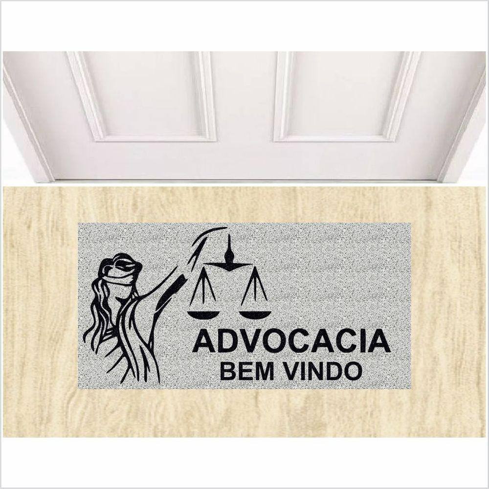 Tapete Capacho Advocacia 80X40 Fundo Prata