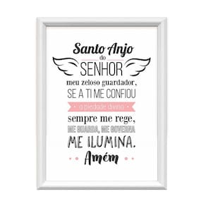 Quadro Decorativo Santo Anjo Do Senhor Rosa 34X44Cm