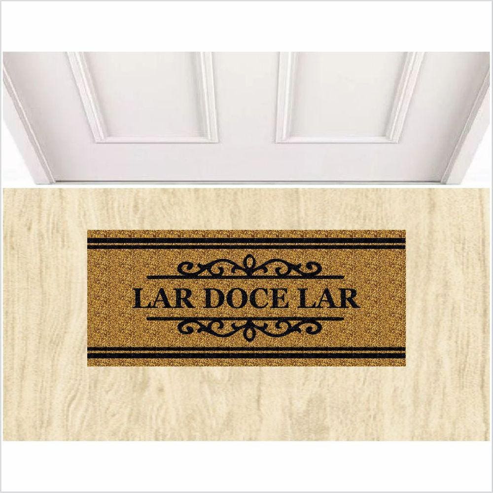 Tapete Capacho Lar Doce Lar Fundo Ouro