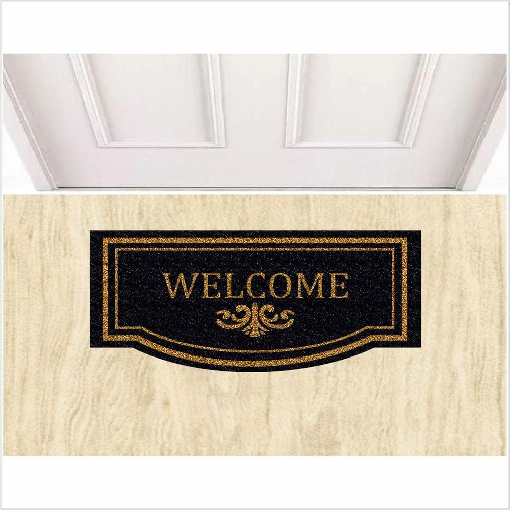 Tapete Welcome Preto Formato Medida Porta.
