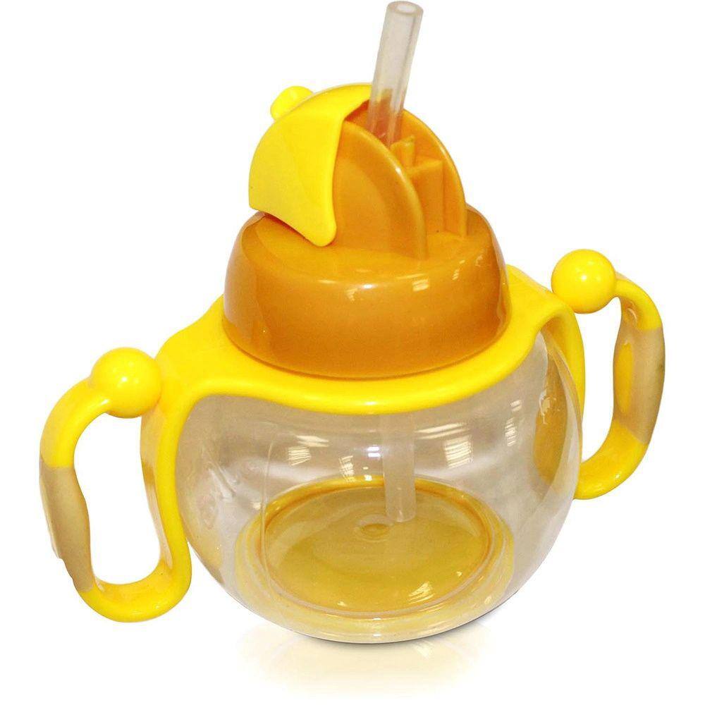 Copo treinamento amarelo e laranja 260ml anti vazamento Ibimboo
