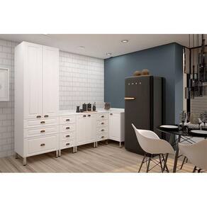 Cozinha Modulada 4 Peças Com Tampo Branco Cristal Branco