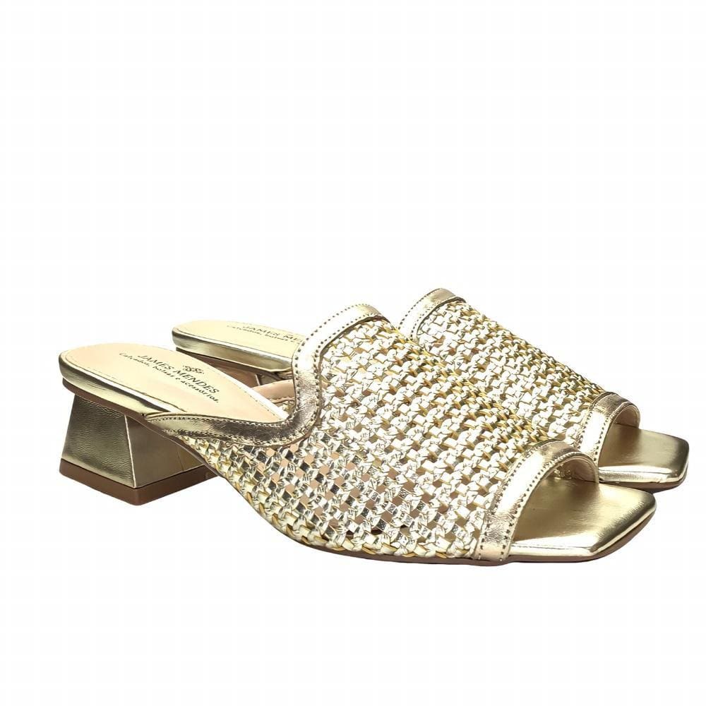 Tamanco Trece Salto Baixo Cor Ourolight