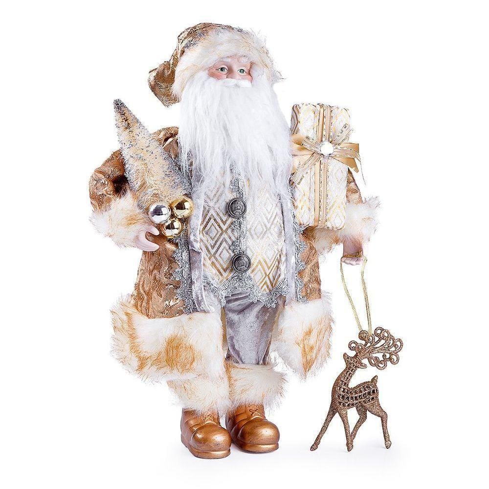 Papai Noel Decorativo Em Poliéster Dourado 55cm
