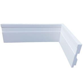 Kit com 15 Barras de Rodapé de Poliestireno Frisado - Branco - 7cm de altura (7x1x240cm)