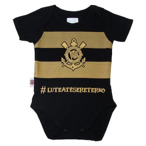 Body Corinthians Estampa Dourada Bebê Time Oficial Revedor