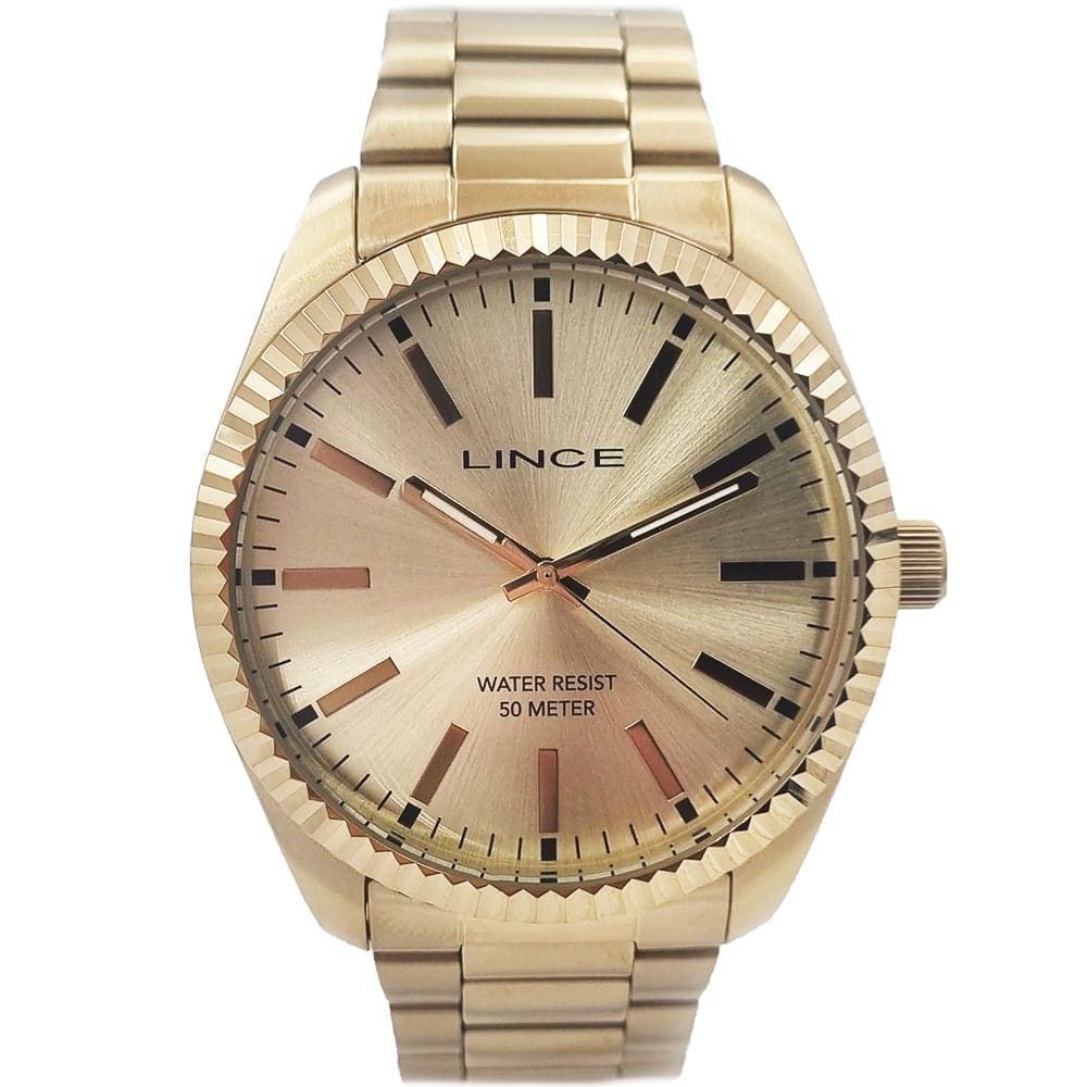 Relógio LINCE masculino analógico dourado MRGH191L46 C1KX