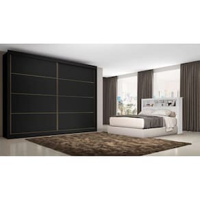 Guarda Roupa Casal 2 Portas 6 Gavetas - Sevilha-Preto - Made Marcs