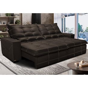 Sofá de Courino Retrátil e Reclinável 2,75m Cama inBox Bourbon. SoftGelD40
