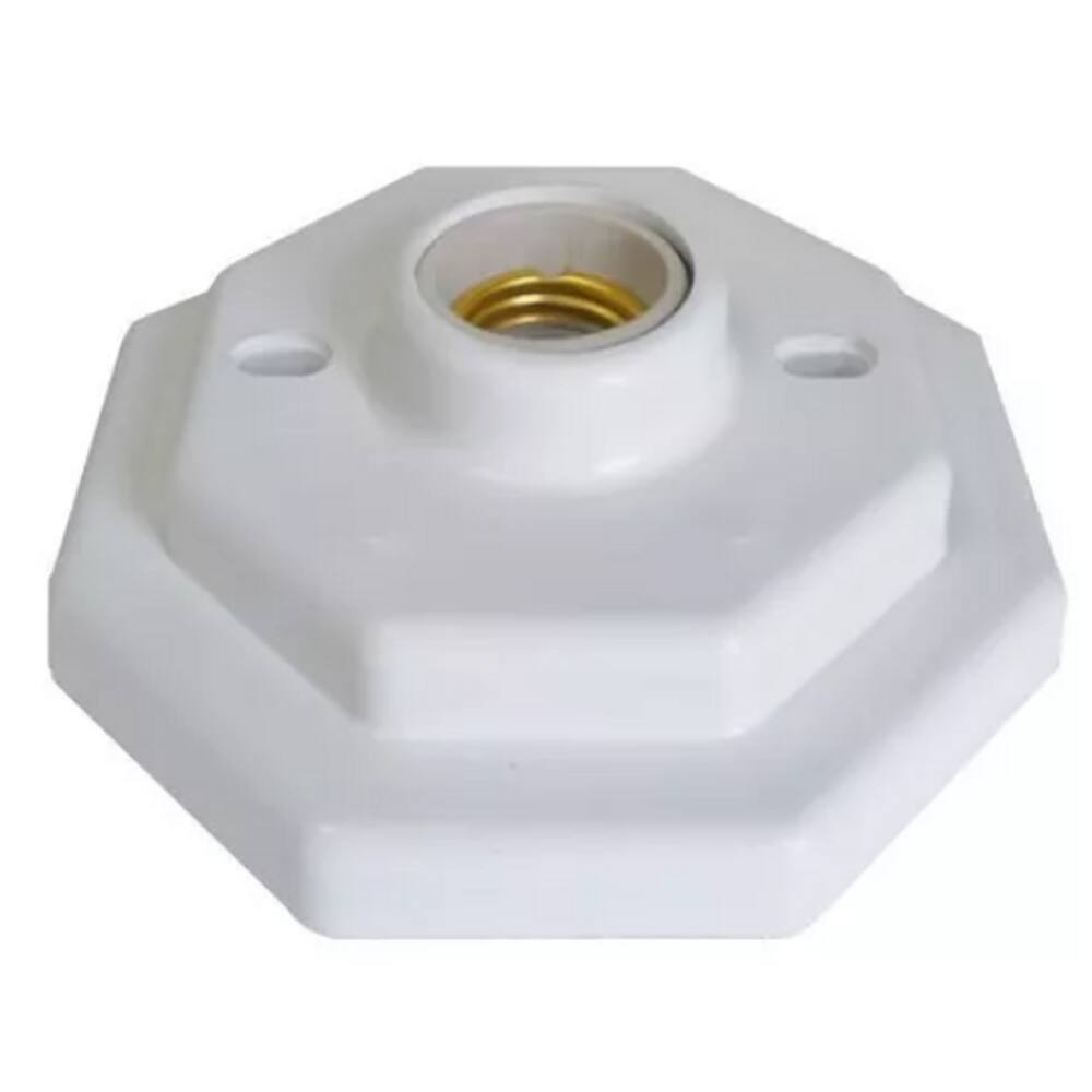 Plafon Octagonal Soquete Porcelana 1xE27 Branco 100W – OPL