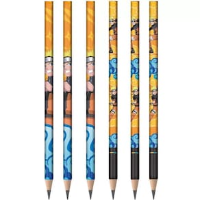 Kit Lápis de Escrever Redondo Escolar Preto HB Naruto TRIS