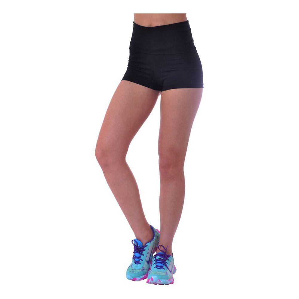 Shorts Curto Preto Fitness Feminina Suplex Cintura Alta G