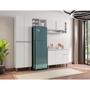 Cozinha Compacta Modulada 2,30m Vanessa com balcão Cor Branco AJ