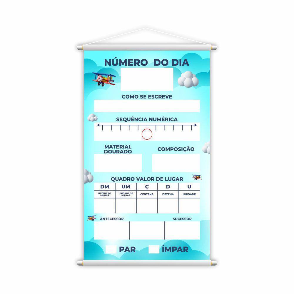 Banner Número do Dia Matemática Pedagógico Escolar 60x40cm