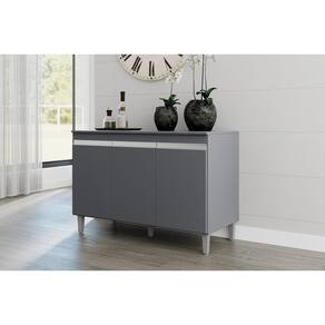 Balcão de Cozinha 120cm Manu 3 Portas sem tampo Cor Cinza - AJL