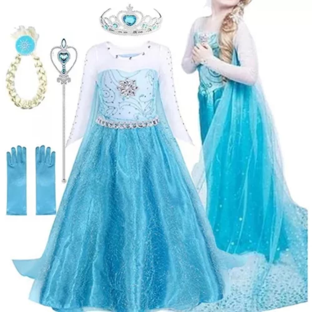 Vestido Fantasia Frozen Elsa E Anna Princesa Pronta Entrega