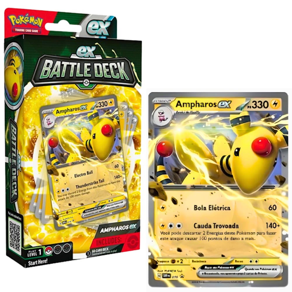 Jogo de Cartas Pokémon - Baralho Batalha - Ampharos Ex - Copag