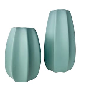 Dupla vaso centro de mesa grande médio alto relevo verde