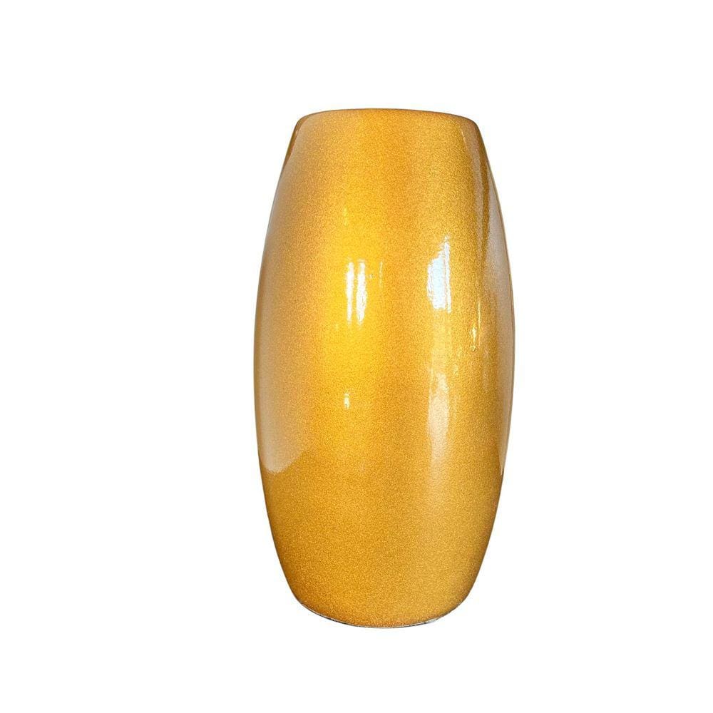 Vaso médio na cor dourada centro de mesa liso moderno