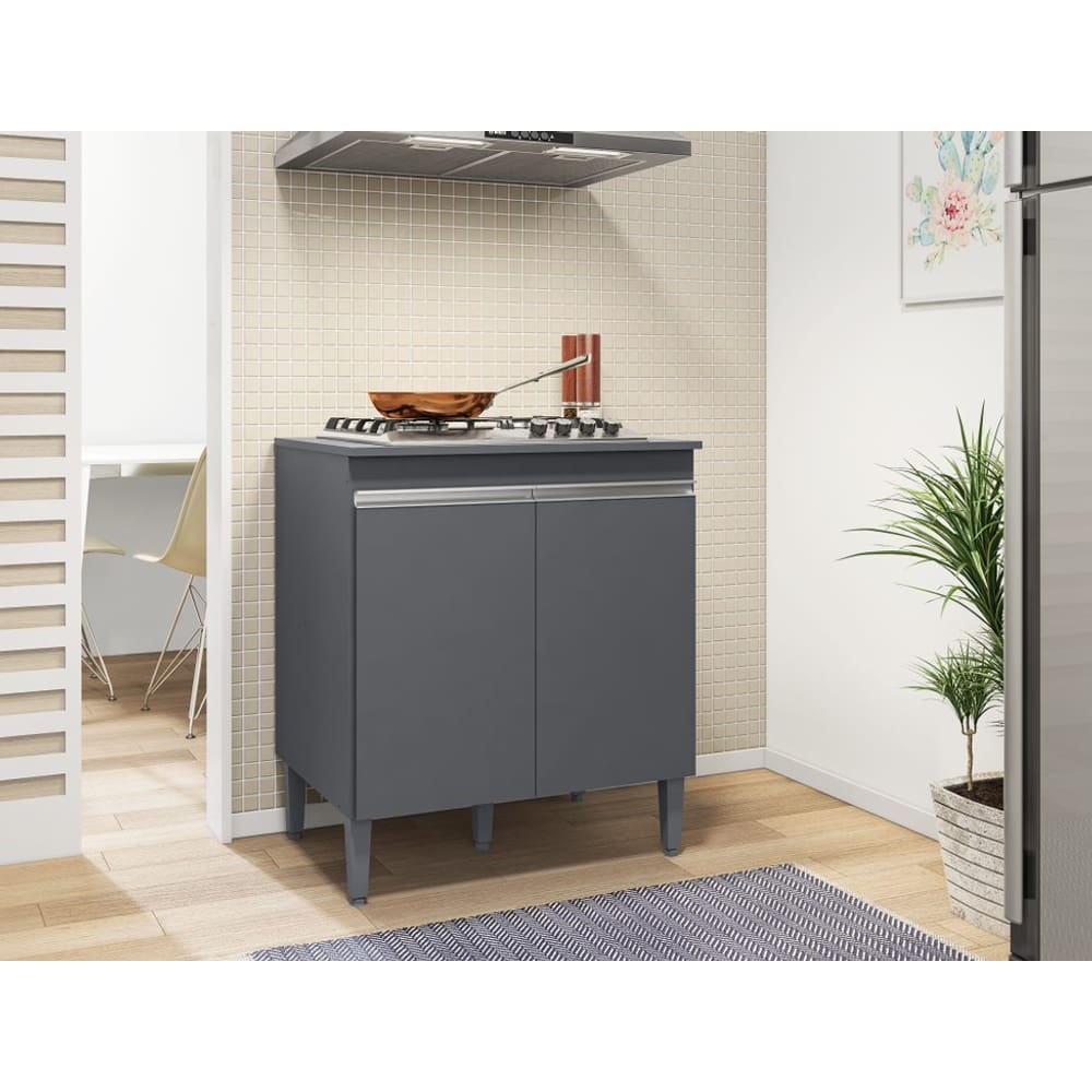 Balcão Cooktop Andréia 5 Bocas 2 Portas Cor Cinza - AJL