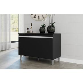 Balcão para Lavanderia 120cm Manu 3 Portas com tampo Cor Preto - AJL