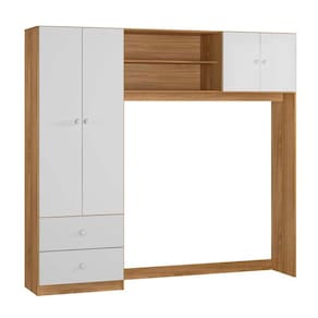 Guarda Roupa Infantil Ternura 4 Portas e 2 Gaveta para Quarto de Bebê Cor Nature com Branco - Peternella Móveis