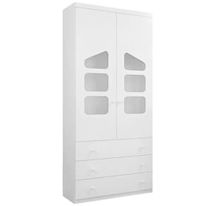 Guarda Roupa Infantil Eloísa 2 Portas 3 Gavetas 100% MDF Cor Branco - Phoenix Baby