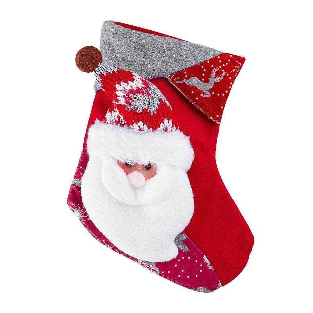 Bota De Natal Decorativa Suspensa Em Poliéster 20x25cm Papai Noel