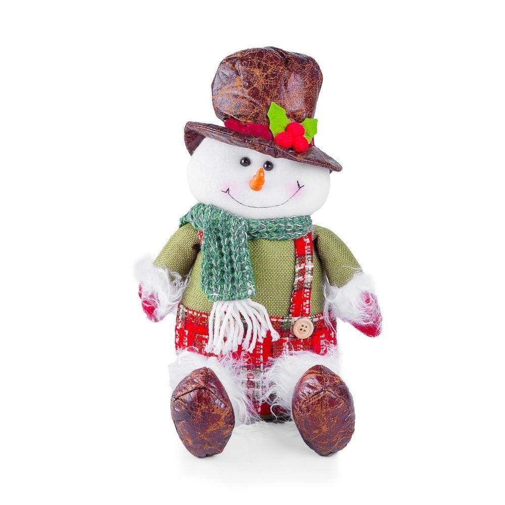 Boneco De Natal Decorativo Sentado Em Poliéster 29cm Boneco De Neve