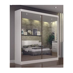 Guarda Roupa Solteiro Espelhado 2 Portas 3 Gavetas - São Paulo-Branco - Leifer Móveis