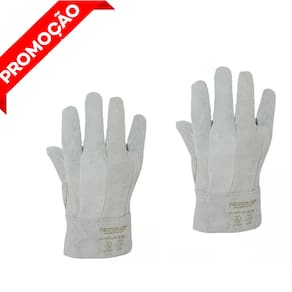 Kit 10 Luva Couro Raspa Soldador Epi Cano Curto Segurança