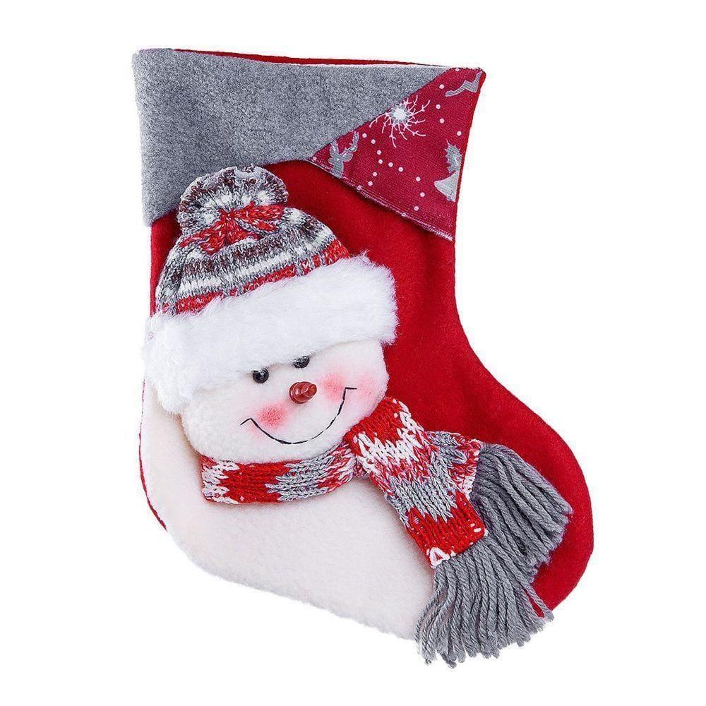 Bota De Natal Decorativa Suspensa Em Poliéster 20x25cm Boneco De Neve