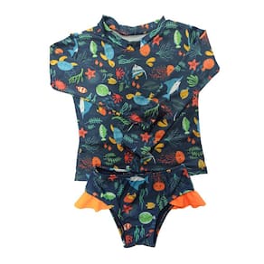Conjunto de praia menina proteção UV - blusinha e calcinha com babadinho