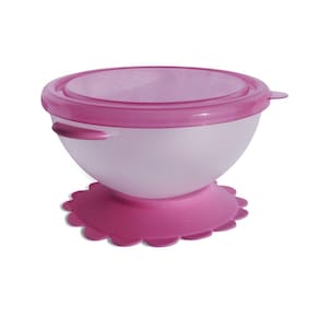 Tigela com base e sucção infantil rosa Ibimboo