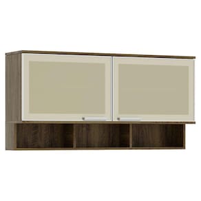 Armário Aéreo 120cm 2 Portas Vidro Reflecta Bronze com Nichos Sara Luciane Móveis