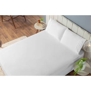 Jogo de Cama Queen 3 pç Lençol Laura Percal de Microfibra Liso Branco