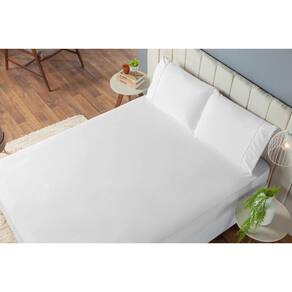 Jogo de Cama de Casal 3 pç Lençol Laura Percal de Microfibra Liso Branco