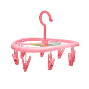 Mini Varal Roupas com 8 Prendedores 23cm Rosa - Quanhe