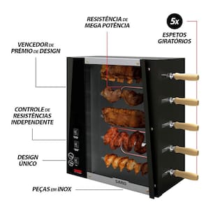 Chr22 Assador Rotativo De 5 Espetos Eletrico 220V