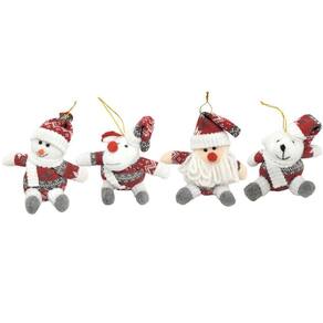Kit 4 Bonecos Pelúcia Pendente Natal 14cm Papai Noel, Boneco de Neve, Rena e Urso - Master Christmas