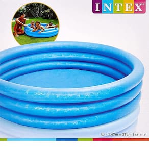Kit Piscina Azul Cristal 581L 58446 Com Bomba De Ar Manual Intex